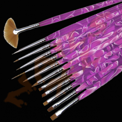 Conjunto com 12 Pincéis para Unhas de Gel Arte 10